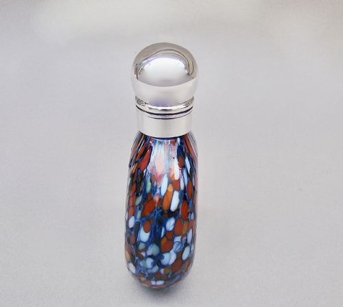 fig 2. RARE BOHEMIAN SILVER MOUNTED SPLATTER GLASS SCENT BOTTLE, BIRMINGHAM CIRCA 1900
