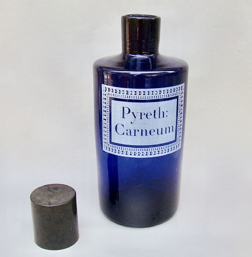 fig 1. FABULOUS LARGE 19TH CENTURY FRENCH ETCHED BRISTOL BLUE GLASS APOTHECARY JAR, CIRCA 1890