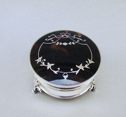Delightful Silver & Tortoiseshell Trinket Box by Mappin &Webb, Birmingham 1922