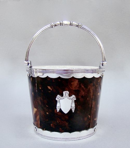 Unusual Victorian Silver Plated Tortoiseshell Lined Ice Bucket, Circa 1890
