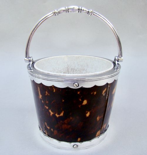 fig 2. UNUSUAL VICTORIAN SILVER PLATED TORTOISESHELL LINED ICE BUCKET, CIRCA 1890