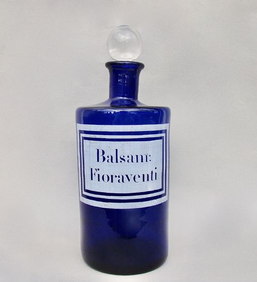 19th Century French Etched Bristol Blue Glass Apothecary Jar, Circa 1890