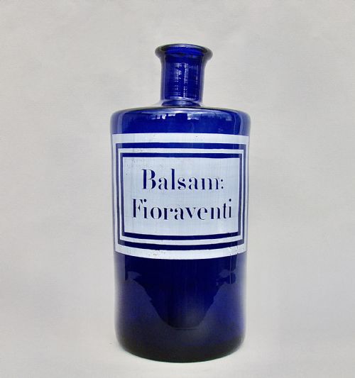 fig 1. 19TH CENTURY FRENCH ETCHED BRISTOL BLUE GLASS APOTHECARY JAR, CIRCA 1890