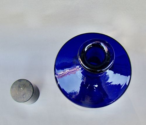 fig 1. FABULOUS LARGE 19TH CENTURY FRENCH ETCHED BRISTOL BLUE GLASS APOTHECARY JAR, CIRCA 1890