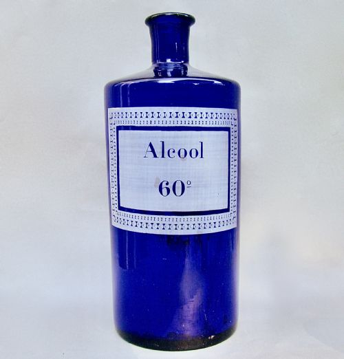 Fabulous Large 19th Century French Etched Bristol Blue Glass Apothecary Jar, Circa 1890