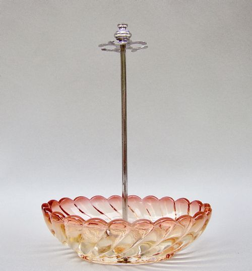 Rare French Baccarat Bamboo Pattern Rose Teinte  Holder, Bamboo Pattern, Circa 1890