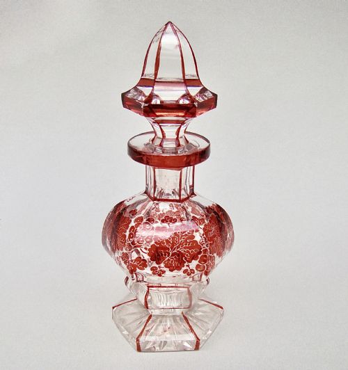 fig 1. STUNNING VICTORIAN BOHEMIAN RUBY GLASS SCENT BOTTLE , CIRCA 1890