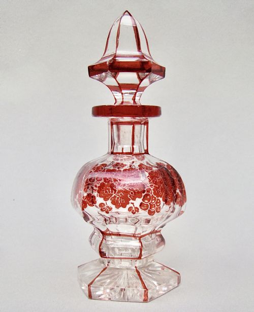 Stunning Victorian Bohemian Ruby Glass Scent Bottle , Circa 1890