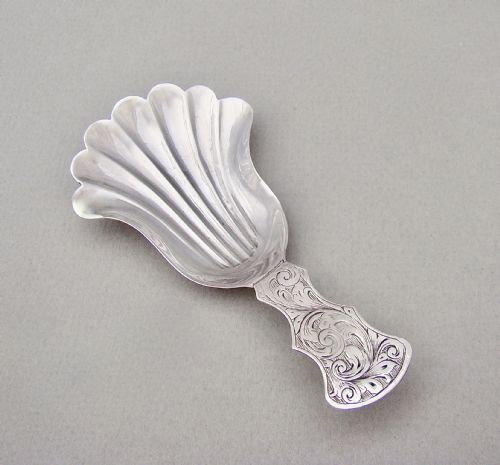 Exquisite Early Victorian Silver Caddy Spoon by Thomas Dones, Birmingham 1851
