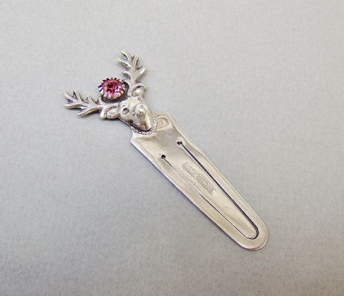 fig 1. RARE GEORGE V NOVELTY SILVER 'STAG' BOOKMARK BY ADIE & LOVEKIN, BIRMINGHAM 1927
