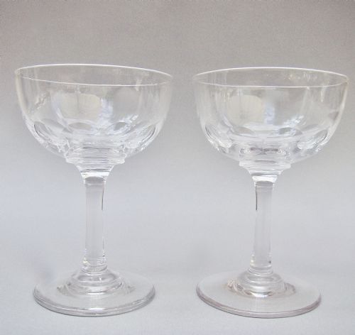 Elegant Pair of Victorian Sliced-cut Champagne Coupes, Circa 1890