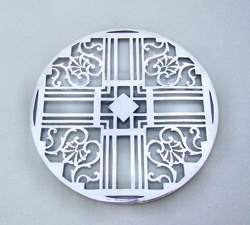 fig 1. SILVER MOUNTED GLASS TEAPOT STAND BY MAPPIN & WEBB, BIRMINGHAM 1932