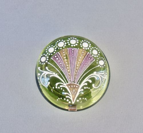 fig 2. DELIGHTFUL FRENCH ART NOUVEAU GREEN GLASS ENAMELLED TRINKET BOX, CIRCA 1900