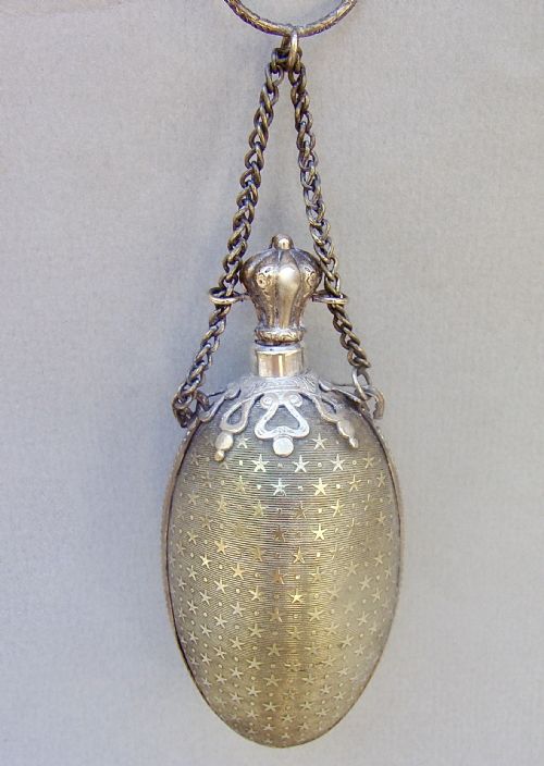fig 1. 19TH CENTURY FRENCH ORMULU CHATELAINE EGG-SHAPED SCENT BOTTLE, CIRCA 1890