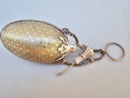 fig 2. 19TH CENTURY FRENCH ORMULU CHATELAINE EGG-SHAPED SCENT BOTTLE, CIRCA 1890