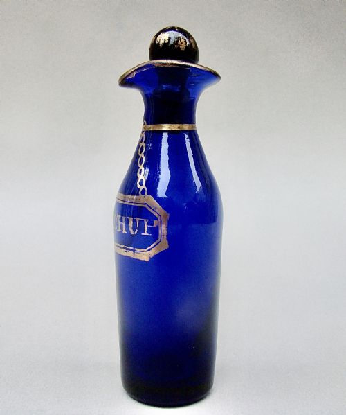 fig 3. RARE GEORGIAN BRISTOL BLUE GLASS KETCHUP CONDIMENT BOTTLE, CIRCA 1820