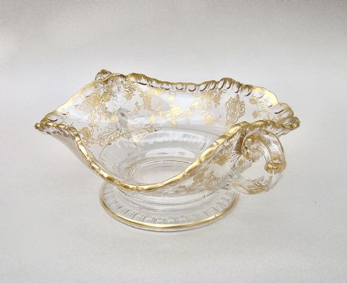 fig 1. EXQUISITE 19TH CENTURY FRENCH GILT GLASS BONBON DISH , CIRCA 1890