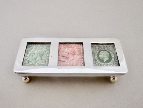 Rare Edwardian Silver Triple Stamp Box by William Harrison Walter, Birmingham 1906