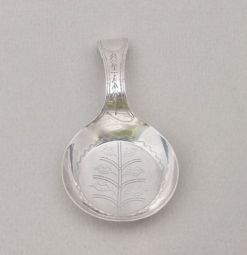 Unusual Georgian Silver "Frying Pan" Caddy Spoon, Birmingham 1799