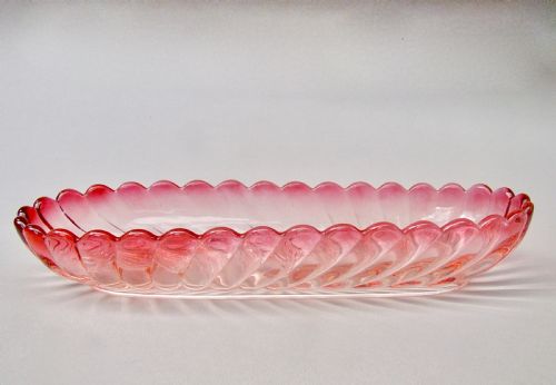 fig 1. FRENCH BACCARAT BAMBOO PATTERN ROSE TEINTE LARGE DRESSING TABLE DISH, CIRCA 1890