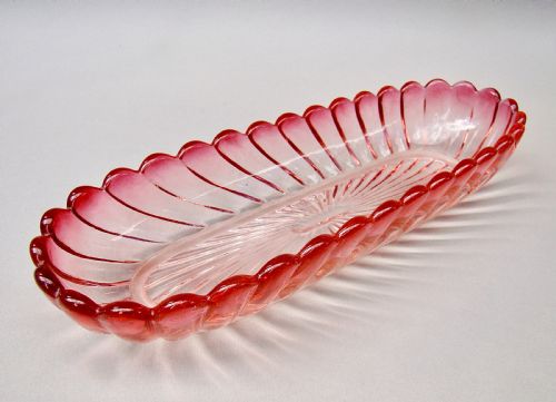 fig 2. FRENCH BACCARAT BAMBOO PATTERN ROSE TEINTE LARGE DRESSING TABLE DISH, CIRCA 1890