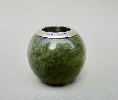 Small and Exquisite Edwardian Silver Mounted Moss Agate Match Striker by James Swann & Son Birmingham 1907