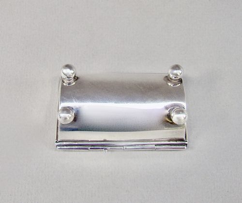 fig 3. EDWARDIAN SILVER DOUBLE TROUGH-SHAPED STAMP BOX , BIRMINGHAM 1907