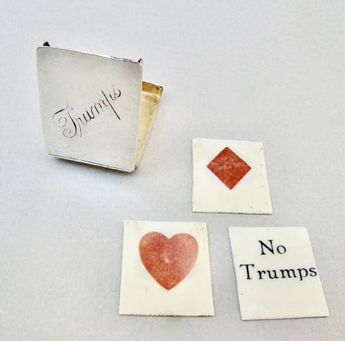 Small Edwardian Novelty Silver Trump Marker Case by the Boots Company, Chester 1905
