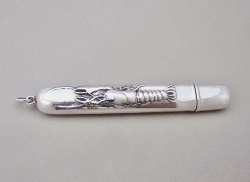 fig 1. UNUSUAL STERLING SILVER NEEDLE CASE , CIRCA 1930
