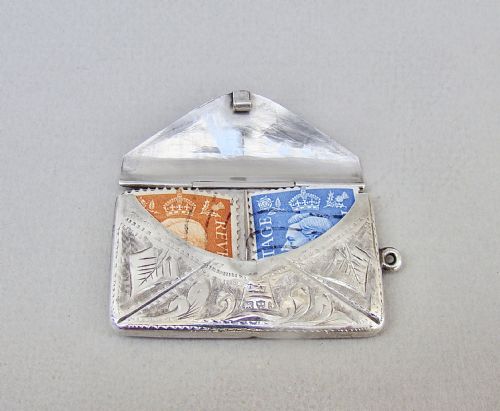 fig 2. DELIGHTFUL EDWARDIAN SILVER DOUBLE STAMP CASE BY ALBERT ERNEST JENKINS, CHESTER 1906