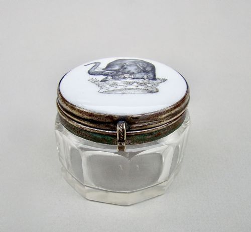 fig 1. RARE 19TH CENTURY BRASS BOUND GLASS TRINKET BOX, CIRCA 1890