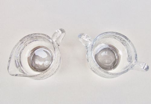 fig 1. AMERICAN STERLING SILVER CHANTILLY PATTERN ETCHED GLASS CREAM JUG & SUGAR BY THE SHEFFIELD SILVER CO, NEW YORK, CIRCA 1900