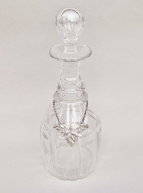 Exquisite Victorian Cut Glass Decanter with a Rare Silver Wine Label for Sauterne, London 1839