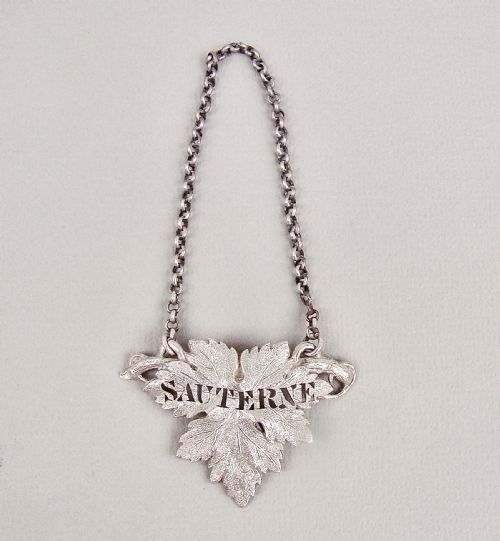 fig 3. EXQUISITE VICTORIAN CUT GLASS DECANTER WITH A RARE SILVER WINE LABEL FOR SAUTERNE, LONDON 1839