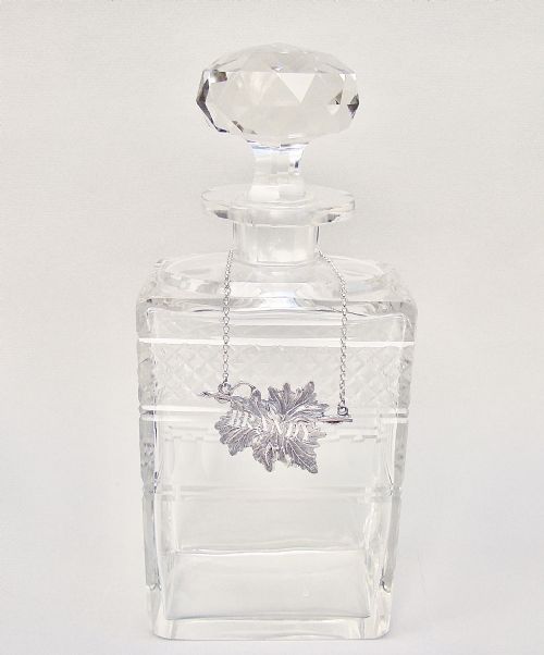 Handsome Victorian Rectangular Glass Spirit Decanter with Silver Brandy Label, Circa 1890