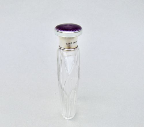 fig 2. ART DECO SILVER & GUILLOCHE ENAMEL SCENT BOTTLE BY HENRY CLIFFORD DAVIS, BIRMINGHAM 1924
