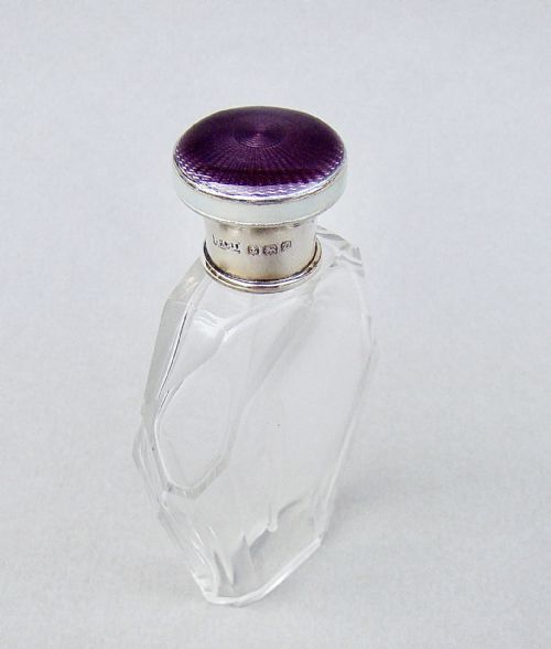 fig 3. ART DECO SILVER & GUILLOCHE ENAMEL SCENT BOTTLE BY HENRY CLIFFORD DAVIS, BIRMINGHAM 1924

