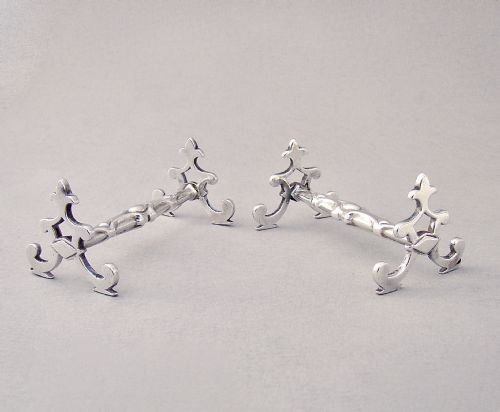 fig 1. SUPERB PAIR OF EARLY VICTORIAN CAST SILVER KNIFE RESTS BY JOHN GILBERT, BIRMINGHAM 1858
