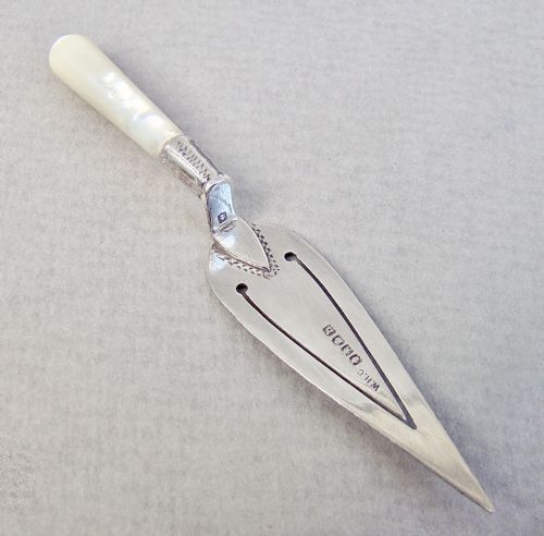 Scottish Silver Trowel Shaped Bookmark by W.h. Collins, Glasgow 1930