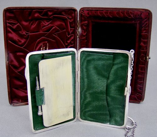 fig 1. FABULOUS SAMPSON MORDAN CASED SILVER AIDE MEMOIRE, CHESTER 1912