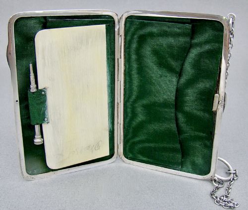 fig 2. FABULOUS SAMPSON MORDAN CASED SILVER AIDE MEMOIRE, CHESTER 1912