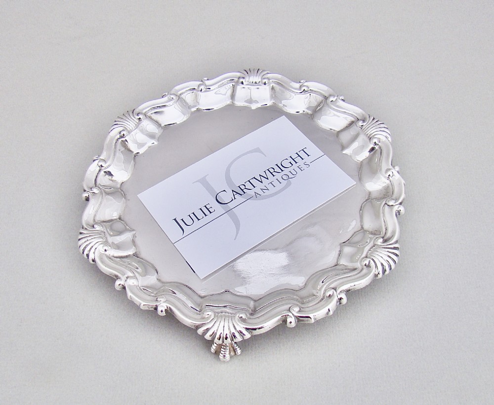 EXQUISITE VICTORIAN SILVER CARD TRAY BY MARTIN HALL & CO, LONDON 1891 View IV