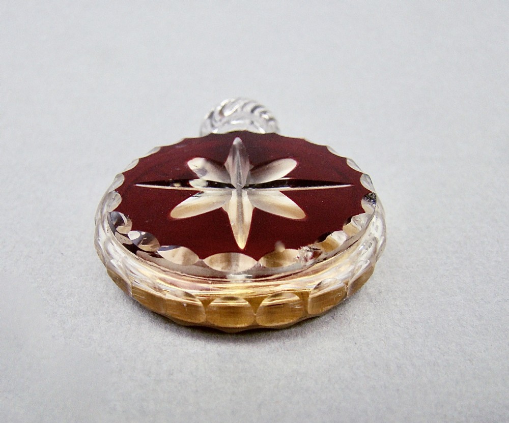 VICTORIAN SILVER & DUAL COLOUR BOHEMIAN GLASS SCENT BOTTLE , CIRCA 1890 View V