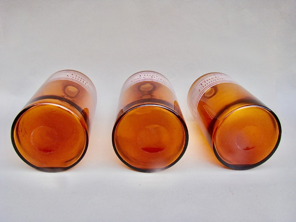 RARE SET OF THREE 19TH CENTURY FRENCH ETCHED AMBER GLASS APOTHECARY JARS, CIRCA 1890 View V
