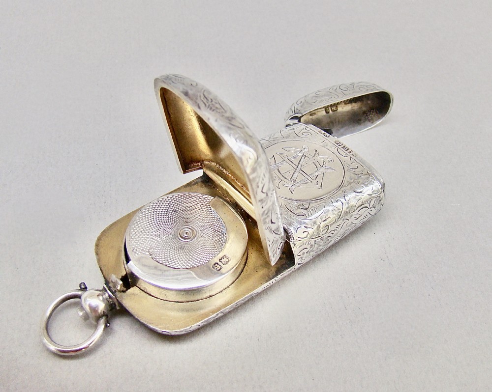 VICTORIAN SILVER COMBINATION VESTA & SOVEREIGN CASE BY WILLIAM NEALE, BIRMINGHAM 1892