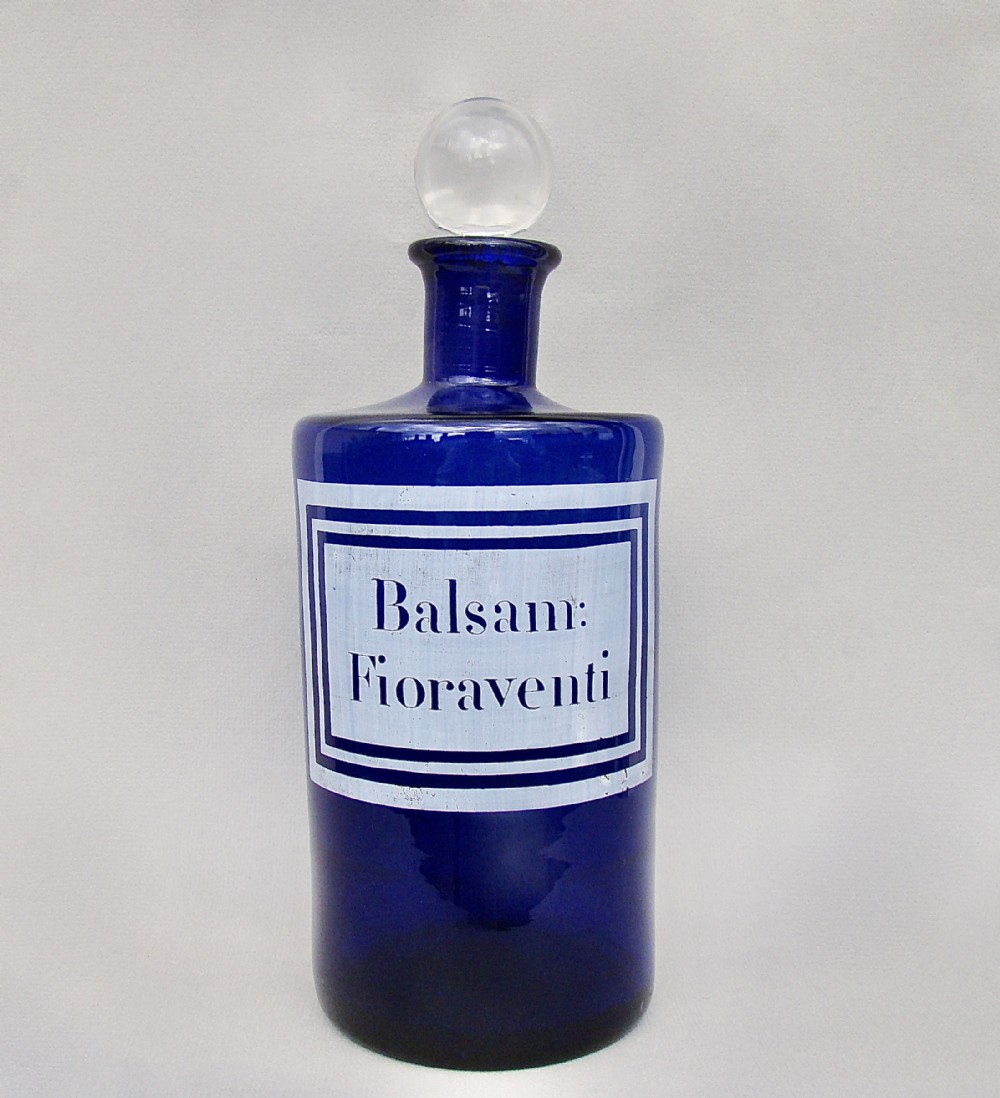 19TH CENTURY FRENCH ETCHED BRISTOL BLUE GLASS APOTHECARY JAR, CIRCA 1890