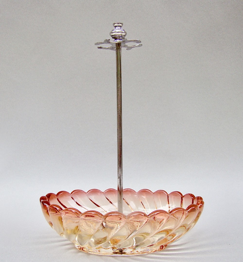 RARE FRENCH BACCARAT BAMBOO PATTERN ROSE TEINTE  HOLDER, BAMBOO PATTERN, CIRCA 1890