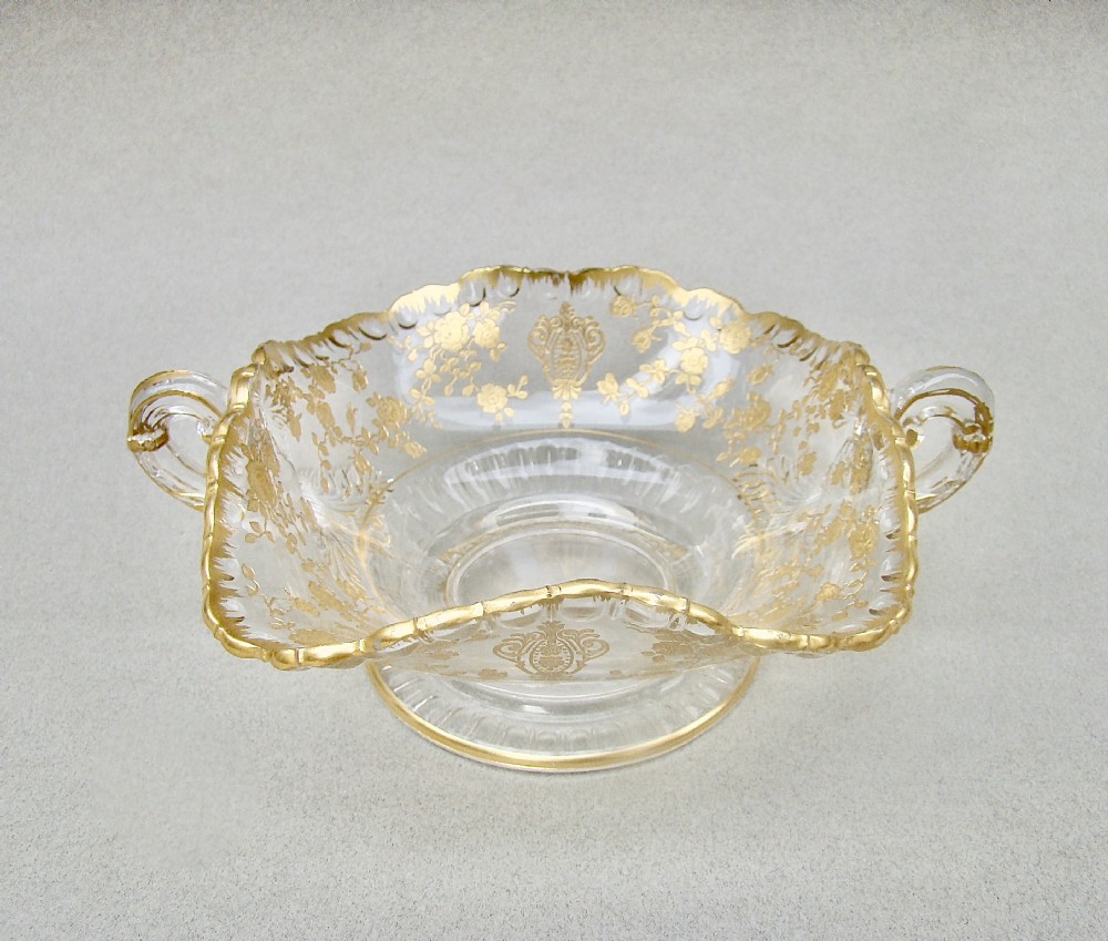 EXQUISITE 19TH CENTURY FRENCH GILT GLASS BONBON DISH , CIRCA 1890