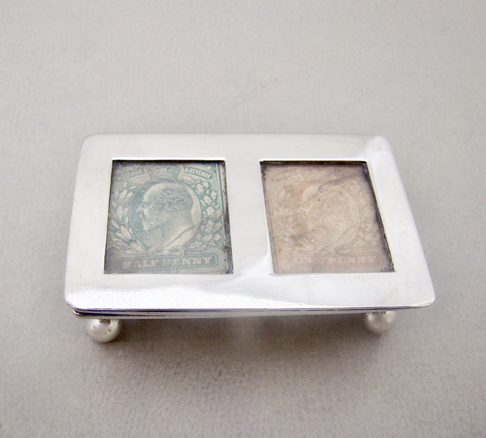 EDWARDIAN SILVER DOUBLE STAMP BOX BY S. BLANCKENSEE & SONS, BIRMINGHAM 1922