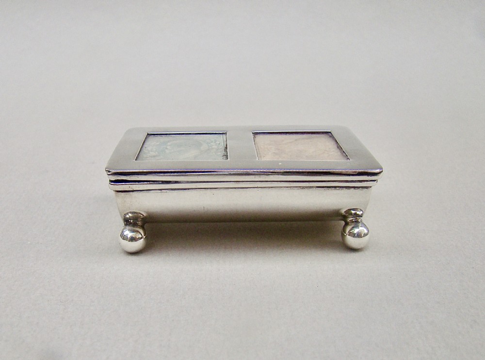EDWARDIAN SILVER DOUBLE STAMP BOX BY S. BLANCKENSEE & SONS, BIRMINGHAM 1922 View III